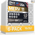BNX TruFilter 16x16x1 Air Filter MERV 11 (6-Pack) - MADE IN USA - Allergen Defense Electrostatic Pleated Air Conditioner HVAC AC Furnace Filters for Allergies, Dust, Pet, Smoke, Allergy MPR 1200 FPR 7