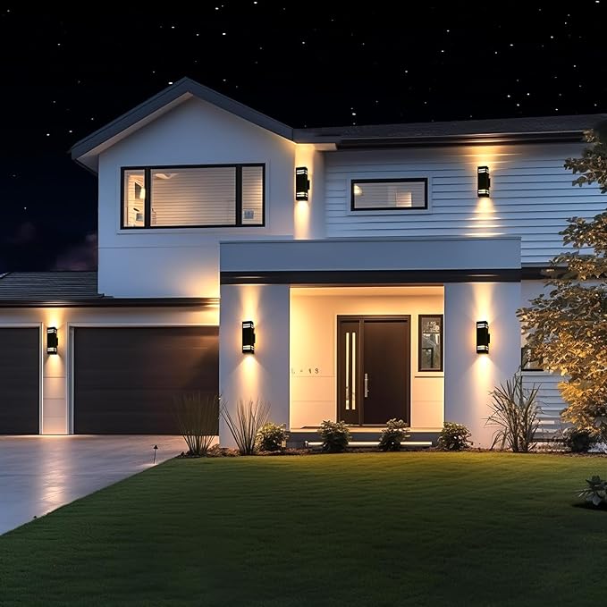 iYogaled Dusk to Dawn Outdoor Wall Light, Brown Exterior Up Down Lights Outdoor Light Fixture, Porch Lights Wall Mount 2 Pack, IP65 Aluminum Modern Outside Lights for House Front Door, Porch