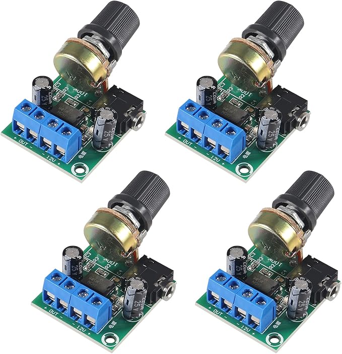 DWEII 4Pcs LM386 10W Mini Power Amplifier Board Audio Amplifier Module DC 3-12V Volume Adjustable Control
