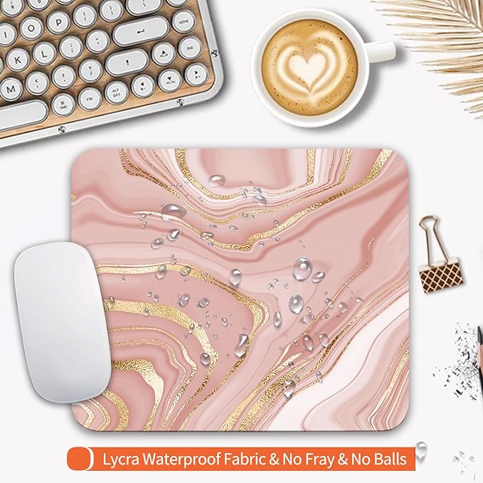 Armanza Square Mouse Pad Pink Gold,Personalized Premium-Textured Custom Mouse Mat Design,Washable Mousepad Cloth,Non-Slip Rubber Base Computer Mouse Pads for Wireless Mouse