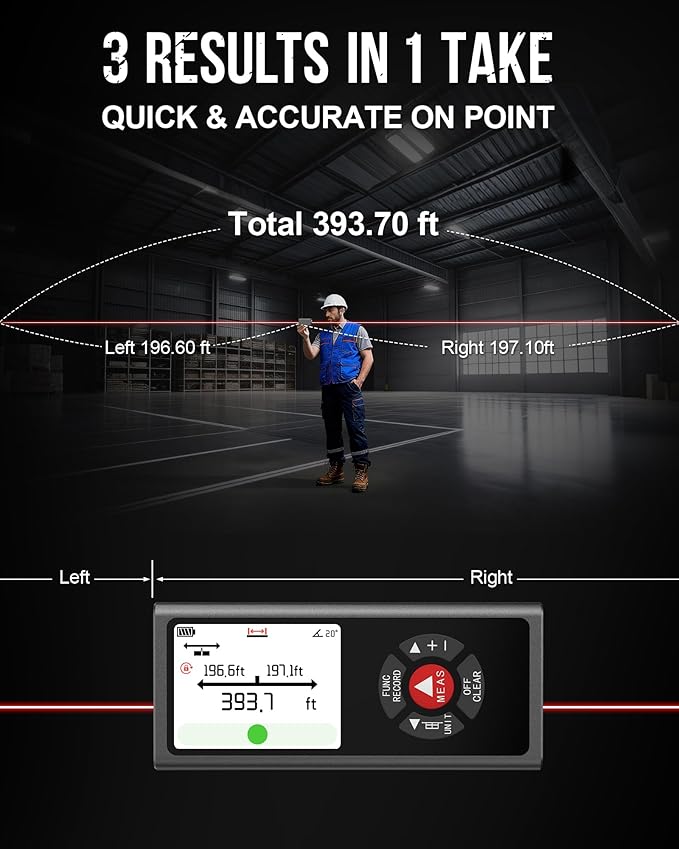 Dual Bilateral Laser Distance Measuring Tool Sturdy Aluminum Casing Laser Tape Measure Distance Measuring Wheel