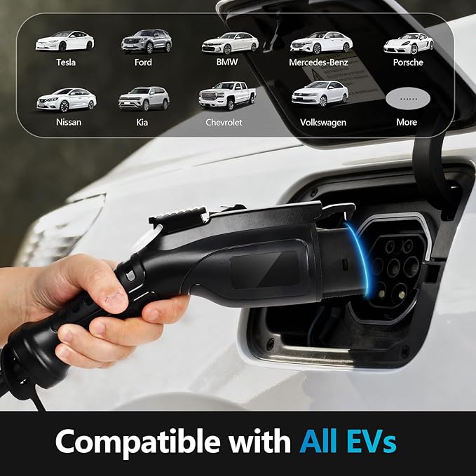 ChargeHere Level 2 EV Home Charger, 240V, 32A/40A | Real-Time Charging Speed Display + Status Light | Up to 7X Faster Charging | Indoor/Outdoor | Wi-Fi App Control | NEMA 14-50 | ETL Certified (40A)