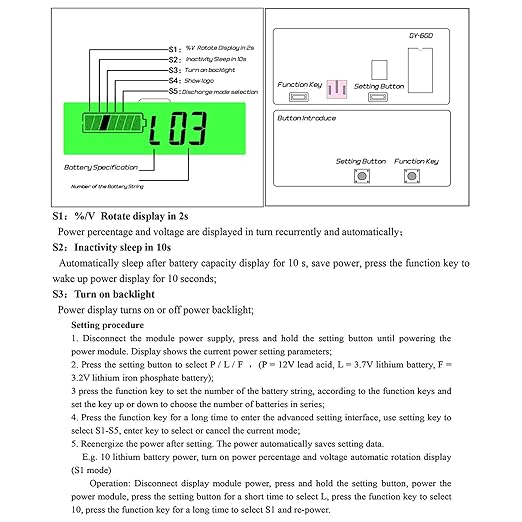 DC 12V 24V 36V 48V 60V 72V 84V Golf Cart Battery Meter with Alarm, Front Setting and Switch Key Battery Capacity Voltage Indicator Gauge Acid and Lithium ion Indicator
