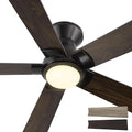 SMAAIR 48 Inch Smart Ceiling Fan with Light and Remote, Flush Mount Modern Ceiling Fan with lights,Compatible with Alexa/Google Assistant/Siri,Timer and Schedule,10 Speed DC Motor, Wooden/Walnut