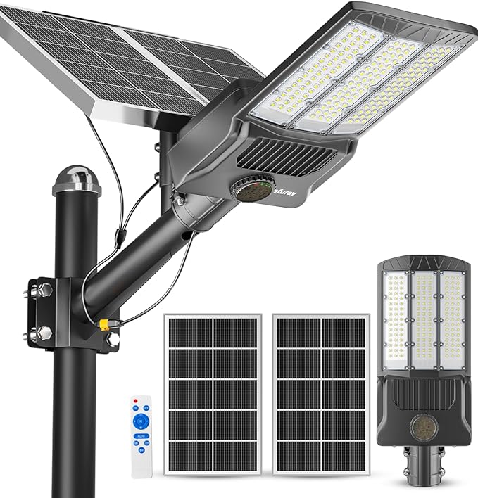 Ofuray OL-10600W Solar Street Lights Outdoor,50,000mAh Solar Parking Lot Security Lights Commercial up to 720,000Lm Distance,IP67 Street Dusk to Dawn with Remote Control for Street,Barn