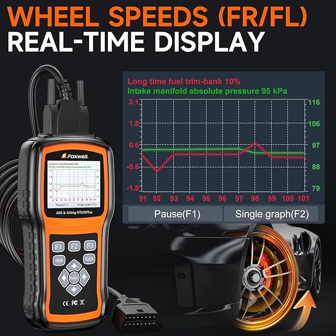 FOXWELL NT630 Plus OBD2 Scanner with ABS and SRS, 2026 ABS Auto Bleed Scan Tool, Brake Code Reader with Live Data, Bidirectional Control & SAS Oil EPB Reset Diagnostic Tool