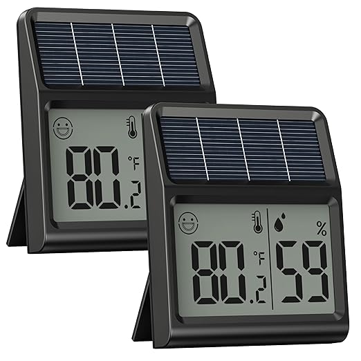 Digital Indoor Thermometer & Hygrometer, Light Powered (No Rechargeable Batteries Runs Only on Real-time Light Exposure) Solar Indoor Temperature and Humidity Monitor, Humidity Gauge
