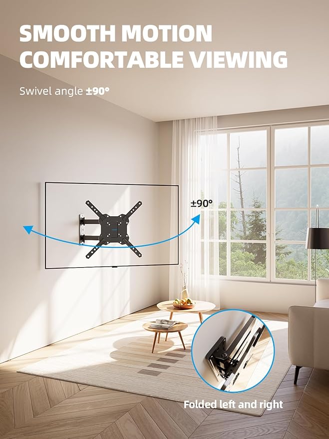 USX STAR UL Listed Full Motion TV Wall Mount for 26-60 Inch TV Mounts Up to 77 lbs, Max VESA 400x400mm, Wall Mount TV Bracket with Swivel, Tilting, Leveling Adjust & Extendable Arm