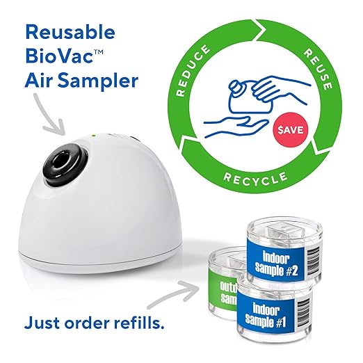 3 ROOM KIT | Test Your Air! Professional Quality Mold Test Kit for Home - All Fees Included - 1, 2 & 3-Room Test Kits & Refills - Reusable BioVac™ Air Sampler - Full Mold Type & Quantity Analysis