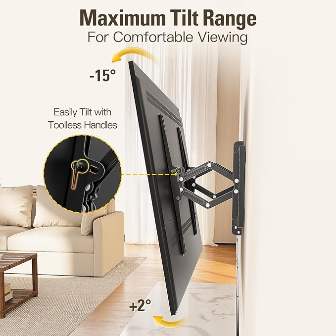 Mounting Dream UL Listed Advanced Tilt TV Wall Mount for Most 42-90 Inch TVs, TV Bracket with Full Tilt Extension up to 7", Fits 16", 18", 24" Studs, Max VESA 600x400mm and 120LBS MD2104