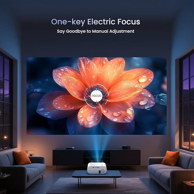 HOMPOW Projector, Native 1080P Full HD Bluetooth Projector with Speaker, 9500 Lumens Outdoor Portable Movie Mini Projector Compatible with Laptop, Smartphone, TV Stick, Xbox, PS5