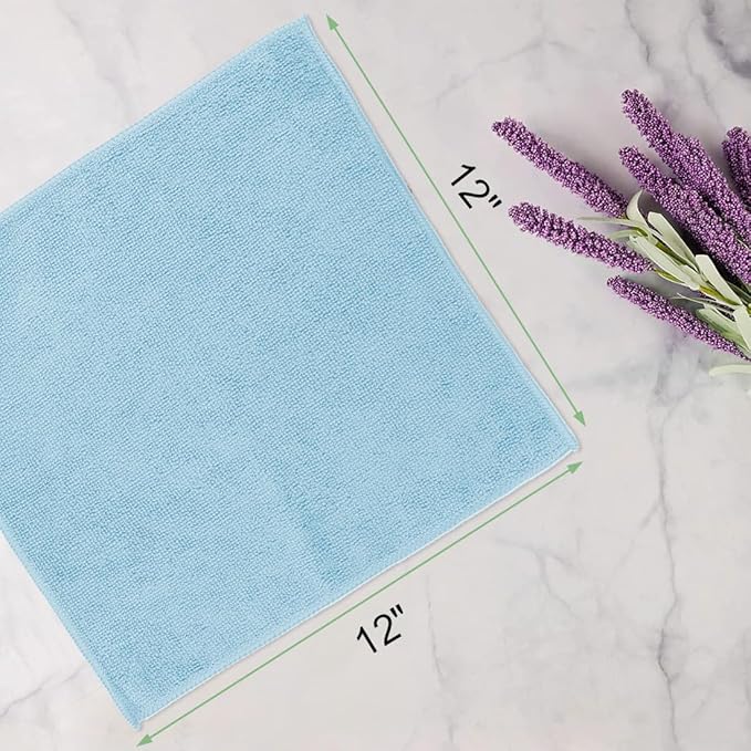 UNIMADE Washcloths Bulk - 100 Pack - Face Towels (12" x 12"), Highly Soft Wash Cloths and Hand Towels, Fast Drying Multi-Purpose Microfiber Cleansing Cloths for Bathroom, Hotel, Spa, and Salon - Blue