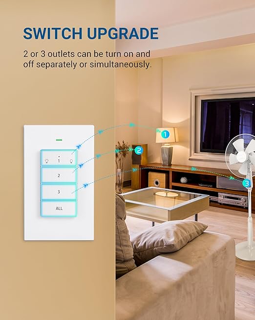 DEWENWILS Remote Control Outlet Wireless Light Switch, 2 Independent Control Sockets Electrical Remote Outlet Switch for Lamps, Fans, Household Appliance, No Wiring,100 Ft Range