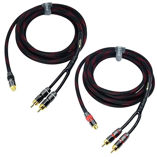 Arklove 5ft Shielded RCA Splitter Subwoofer Stereo Audio Video Cable 1 Female to 2 Male Dual Speaker Y Adapter Connector Extension Cord 24k Gold Plated(2 Pack)