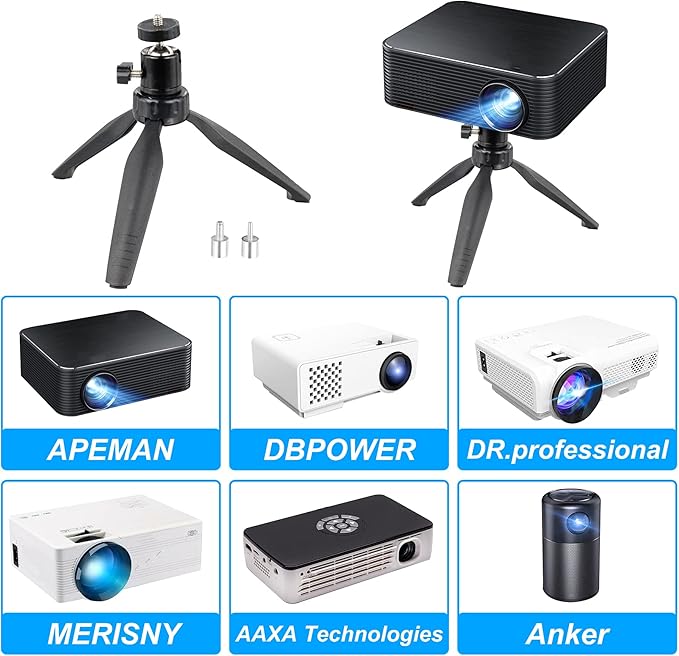 SoeKoa Mini Projector Tripod Mount Compatible with DR.J Upgrade, DBPOWER, Anker, AAXA Technologies, Artlii, LoongSon, APEMAN and Most Other Mini Projector