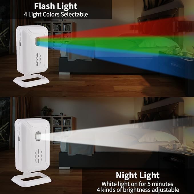 KCMYTONER Wireless Motion Sensor Door Chime, Entry Alert Chime for Business, Door Alarm,112LB Loud, Adjustable Volume and light brightness, for Home, Warehouse, Villa Security(3Sensors& 2Receiver)