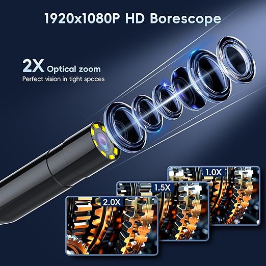 SKYBASIC Industrial Endoscope Borescope Camera with Light, 4.3'' HD Digital Handheld Waterproof Sewer Tools Snake Inspection Camera with 8 LED Lights 65.6FT Semi-Rigid Cable, Cool Gift Gadgets for Men