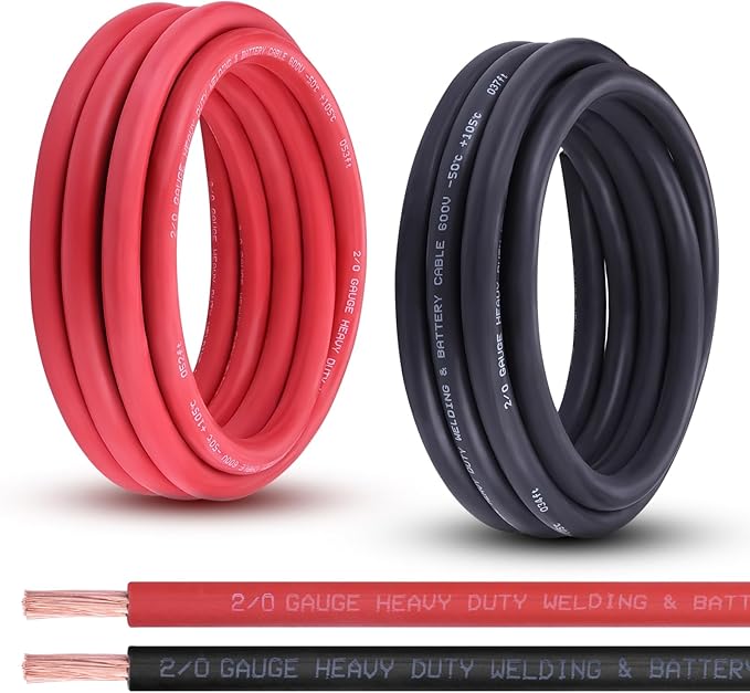 Shirbly 2/0 Gauge Battery Cable, 15FT Red + 15FT Black 2/0 AWG Pure Copper Wire Welding Cable, for Automotive, Battery, Solar and Generator, Standard USA OFC Wire