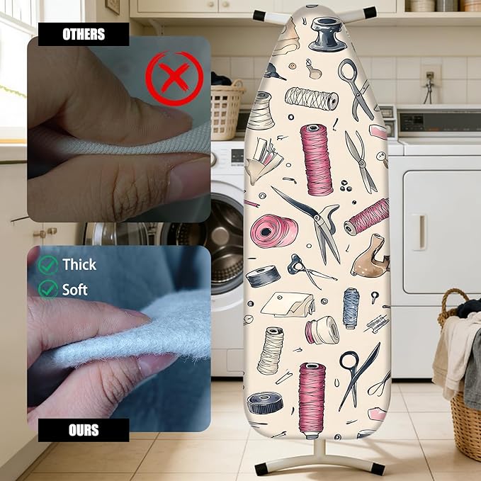 Nuxovilar Ironing Board Cover Needle Cotton 15x54 Inches | Ironing Board Cover and Pad Sewing Tools Design Needle Cotton for Home Laundry, Craft Space, Bedroom