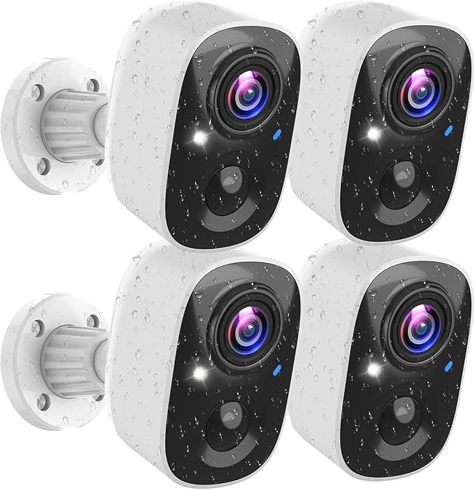 MaxiViz Security Cameras Wireless Outdoor (4 Pack), Battery Powered Cameras for Home Security with AI Motion Detection, 2K Color Night Vision, 2-Way Talk, IP66 Weatherproof, SD/Cloud Storage