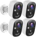 MaxiViz Security Cameras Wireless Outdoor (4 Pack), Battery Powered Cameras for Home Security with AI Motion Detection, 2K Color Night Vision, 2-Way Talk, IP66 Weatherproof, SD/Cloud Storage