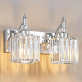 BBLLWJ Modern Bathroom Vanity Light 2-Light Chrome Crystal Light Fixtures Over Mirror for Bathroom Wall Sconce