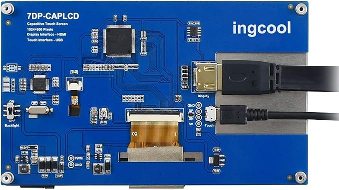 Ingcool 7 inch HDMI LCD 1024x600 Resolution Capacitive Touch Screen IPS Display Module Compatible with Raspberry Pi 4 3 2 1 B B+ A+, PC, Supports Windows 10/8.1/8 / 7