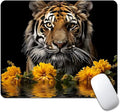 Tigers and Yellow Flowers Square Mouse pad, Texture, Waterproof, Anti Slip Rubber Base, Computer Mouse pad, Laptop Mouse pad