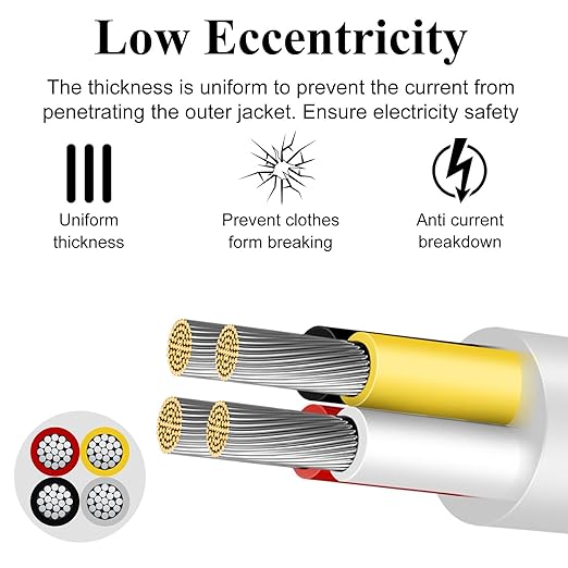 22 Gauge 4 Conductor Electrical Wire, 16.4 FT Low Voltage 22/4 Tinned Copper Stranded 4 Wire Cable, 22 AWG White Flexible Extension Cord for Sprinkler,Thermostat,Trailer,Irrigation,Automotive Etc