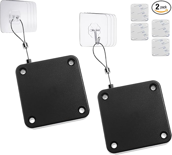Rierdge 800g Set of 2 Punch-Free Automatic Sensor Door Closer, Multifunctional Drawstring Auto Door Closer for Residential Commercial Bedroom Room Storm (2 Pcs Black)