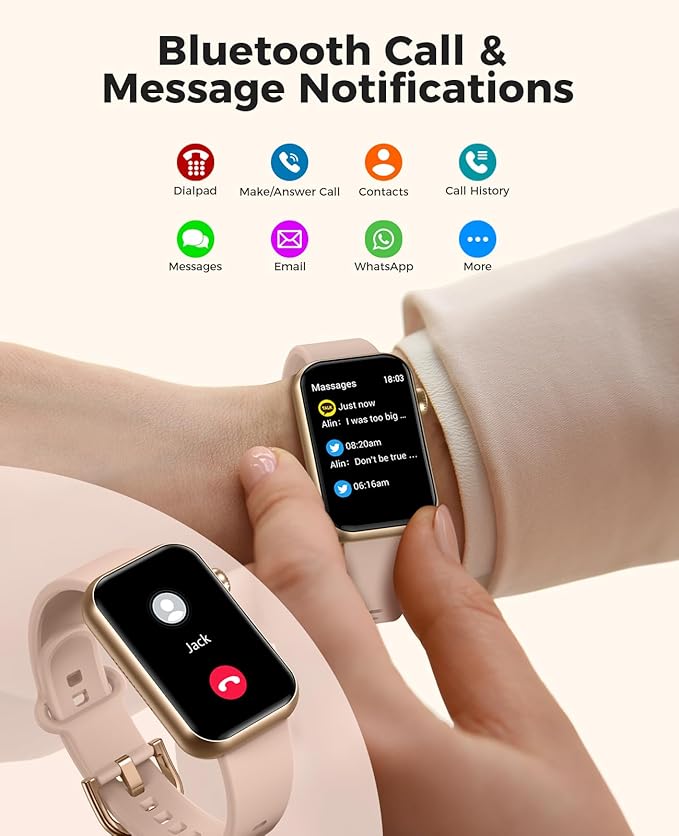 Smart Watch Fitness Tracker (Answer/Make Call), 24/7 Heart Rate Spo2 Blood Pressure Monitor Sleep Tracker, 114 Sports Modes Pedometer Calorie Step Tracker, Waterproof Activity Tracker for Women