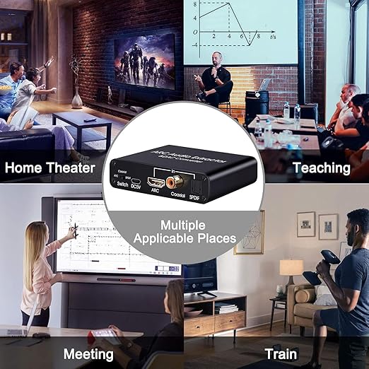 HDMI ARC Audio Extractor 192KHz Digital to Analog Audio Converter HDMI ARC Input SPDIF Optical to 3.5mm RCA Converter Optical Coaxial Stereo Adapter with 3 Mode Switch