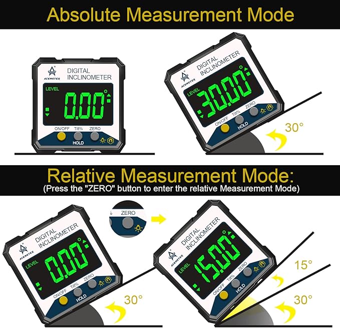 Magnetic Digital Angle Finder Protractor Inclinometer- Digital Inclinometer -Fast & Stable Measurement Tool with Magnetic Base and Backlit Display