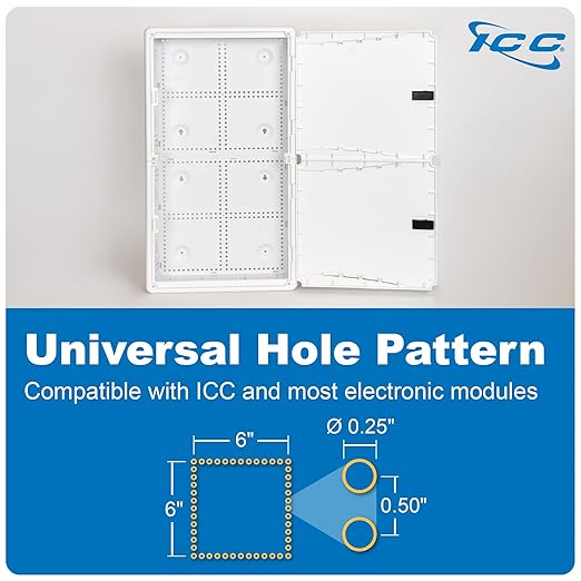ICC 28” Plastic Structured Wiring Enclosure, Media Enclosure with Voice, Data, and Video Modules with Cover, Recessed Wall Box for Distribution of Networking Services, White