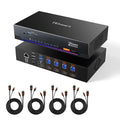 TESmart 8K@60Hz HDMI KVM Switch 4 Computers 1 Monitor USB 3.0, 4 Port KVM 4K@144Hz for Gaming, 1G Ethernet, EDID Emulators, Hotkey Switch, ADI Chip, Audio & Microphone with All Input Cables