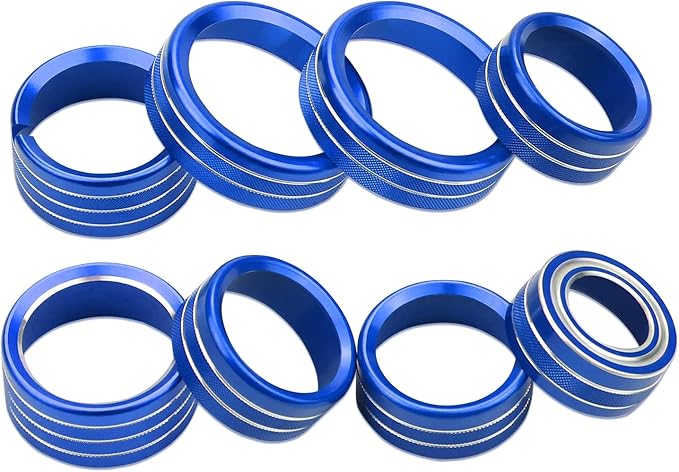 Kujunpao Radio Fan Climate Auto Menu Knob Control Button Trim Center Console Knob Cover Decor Fit for 2014-2018 Chevy Silverado & GMC Sierra Accessories 8pcs(Blue)