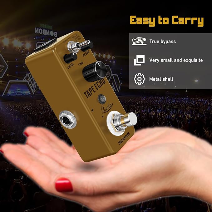 Rowin Tape Echo Delay Digital Guitar Effect Pedal with Storage Function for Timbre and Sound.