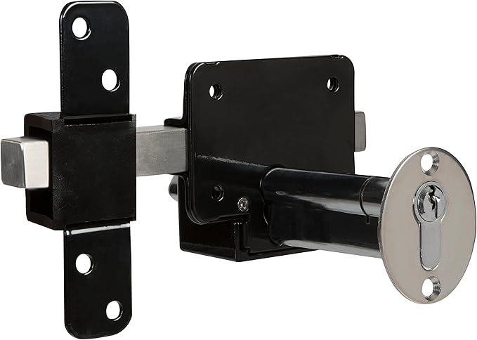 GateMate Long Throw Gate Lock, Euro Profile Gate Lock for Sheds, Gates & Garage Doors, Keyed Outside & Inside Thumb Turn, 316 Stainless Steel, for Wooden Gates & Doors Up to 2” (50mm), 5 Keys