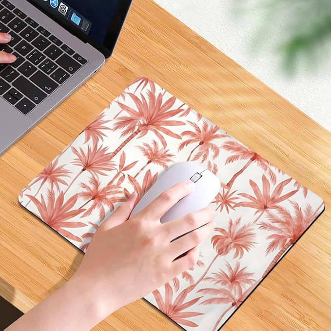 Perfect Paradise Tropical Palm Tree Floral Square Mouse pad, Texture, Waterproof, Anti Slip Rubber Base, Computer Mouse pad
