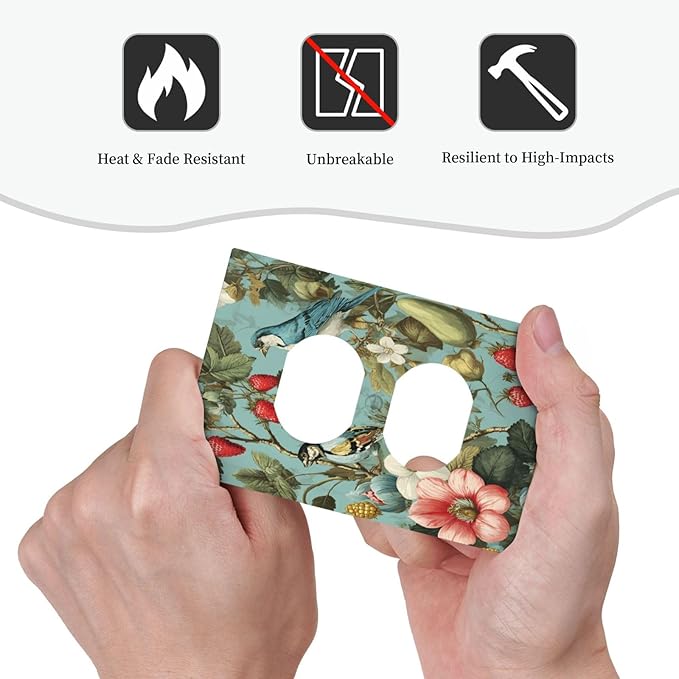 Bvtewkhz William Morris Flower Duplex Outlet Wall Plate Cover Decorative Light Switch Covers Electrical Faceplate Switch Plates for Bathroom Kitchen Home