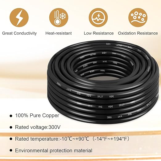 MOOKEERF 14/4 AWG Mini-Split Cable - 150FT 14 AWG 4 Conductor Control Cable 300V Stranded Oxygen-Free Pure Copper Wire for Mini Split Air Conditioner,Heat Pump,HVAC Systems and Speaker Systems