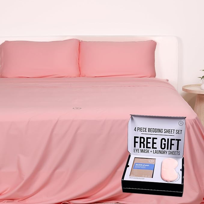 THE LAD COLLECTIVE 3.0 Queen Bedding Set - 4-Piece Bedset w/Fitted Sheet, Top Sheet & 2 Standard Pillowcases [Duvet Not Included] - Bamboo-Cotton - Acadia