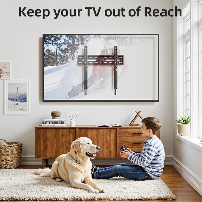 Fixed TV Wall Mount for Most 26-60 Inch Screen, Low Profile TV Mount with Quick Release Lock, Ultra Slim Wall Mount Bracket, Max VESA 400x400mm, Holds up to 99 lbs, up to 16”Wood Studs by USX STAR