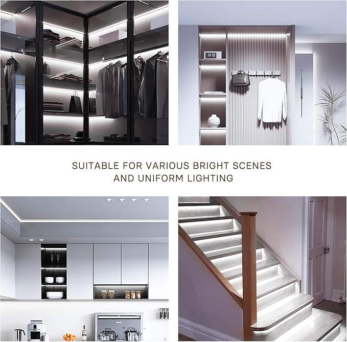 Pandery COB LED Strip Lights Cool White,24V Dimmable led Light Strip KIT with Remote and app Control,6000K 50FT/15m 8mm Wide Ra>90 Cuttable Flexible Strip Lights for Bedroom,Wardrobe,Cabinet