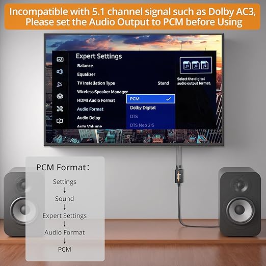 Neoteck Optical to RCA Cable DAC Converter with Built-in Audio Amplifier Chipset 192kHz SPDIF to RCA Digital to Analog Converter for HDTV Blue-ray PS4 etc.-Female Output