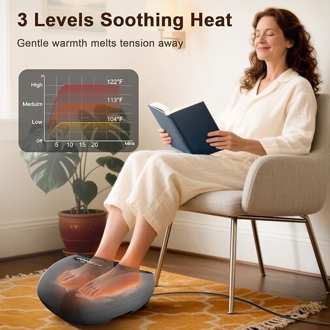 JZBRAIN Shiatsu Foot Massager Machine with Heat : Deep Kneading Foot Massager with Vibration & Compression for Plantar Fasciitis & Neuropathy - Relax for Home Office Use