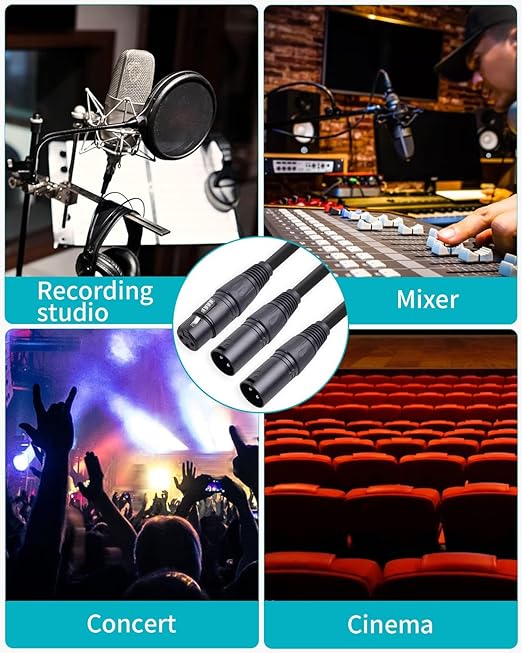 2 Pack XLR Y Splitter, 1.5FT XLR Female to Dual Male, Balanced Mic Audio Cables for Stereo Mic to L&R Audio