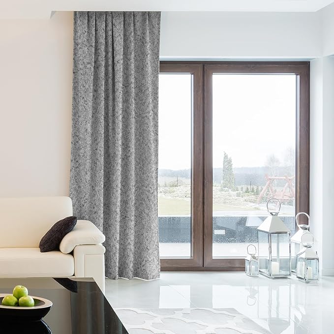 SmartWings Automatic Curtain Opener with Drapery, Motorized Vertical Blinds with Remote, Electric Closet Doors Sliding Panels Compatible with Alexa Google Homekit, 90% Blackout Medium Grey