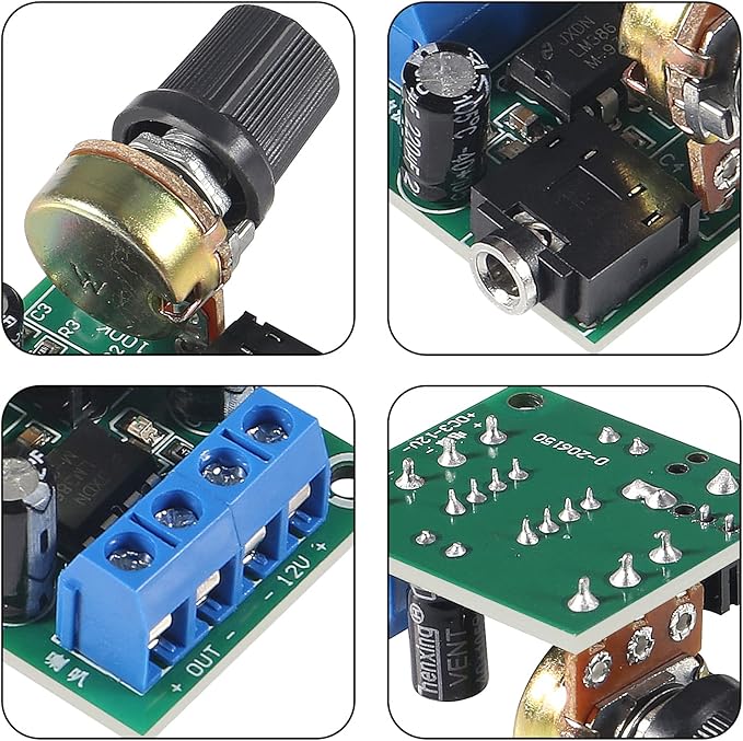 DWEII 4Pcs LM386 10W Mini Power Amplifier Board Audio Amplifier Module DC 3-12V Volume Adjustable Control