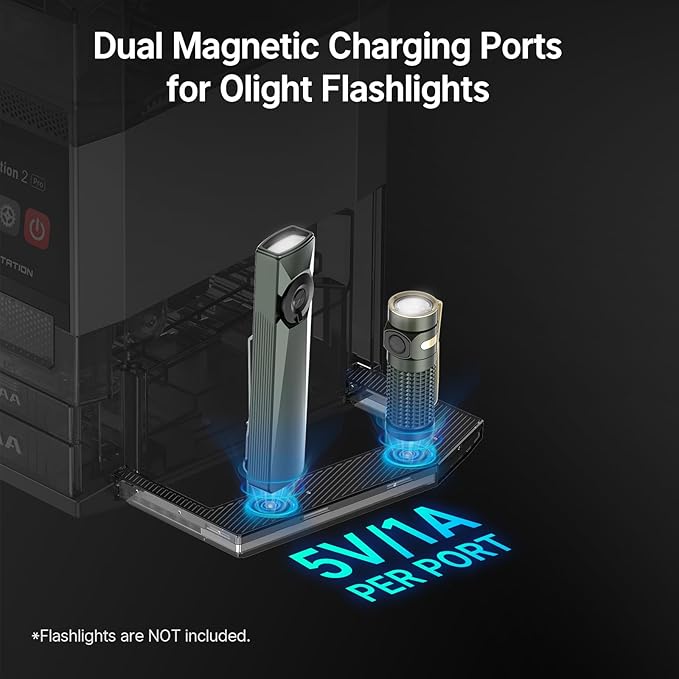 Ostation 2 Pro 3-in-1 Smart Battery Charger with 12 pcs AA Li-ion & 12 pcs AAA NiMH Rechargeable Batteries, Polarity-Free, Auto Detection & Storage, App Control, Touchscreen, Flashlight Charging Ports